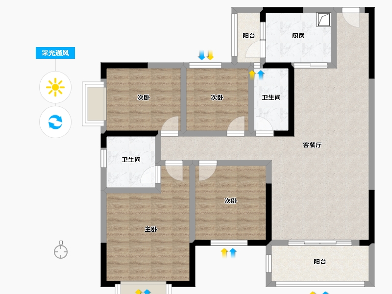 贵州省-毕节市-黔顺家园-111.40-户型库-采光通风