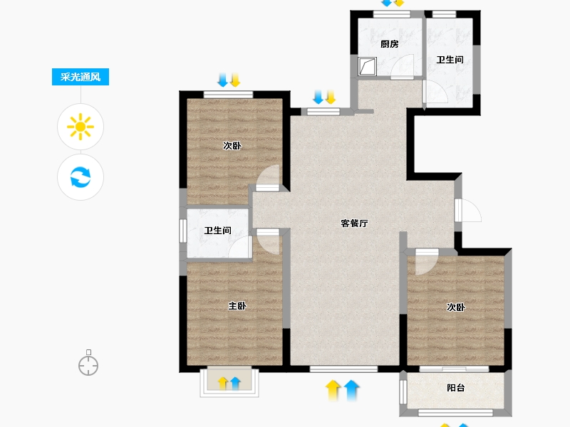 山东省-滨州市-盛豪文苑-94.84-户型库-采光通风