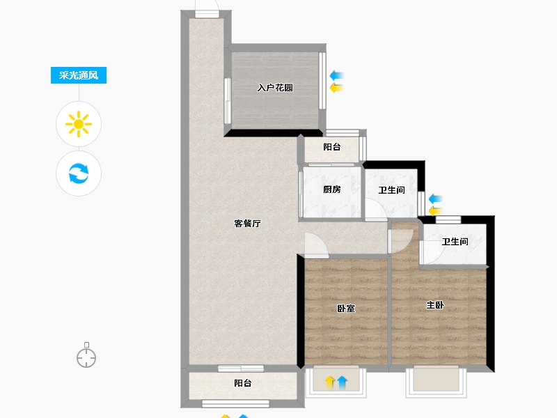 广东省-湛江市-阅海华府-77.35-户型库-采光通风