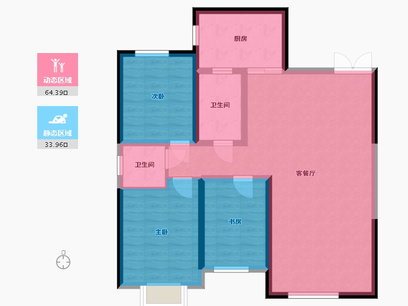 内蒙古自治区-呼和浩特市-城发绿园-五期-98.68-户型库-动静分区