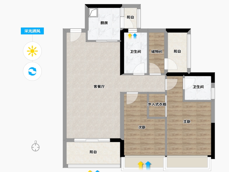 广东省-广州市-电建地产·洺悦玉府-82.55-户型库-采光通风