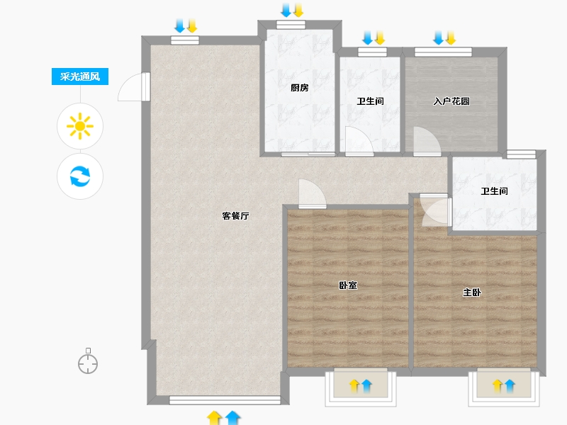 江苏省-常州市-绿洲白马公馆-93.26-户型库-采光通风