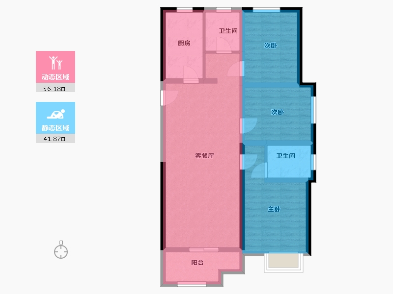 陕西省-咸阳市-桂语江南二期-87.12-户型库-动静分区