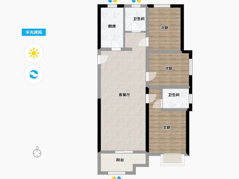 陕西省-咸阳市-桂语江南二期-87.12-户型库-采光通风