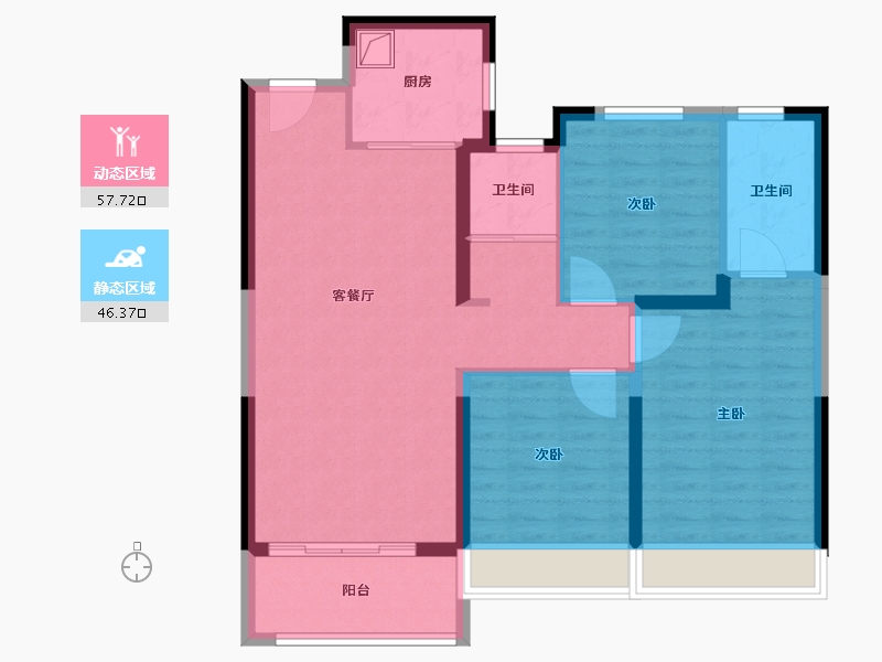 河南省-新乡市-通派昌建牧云台-93.60-户型库-动静分区