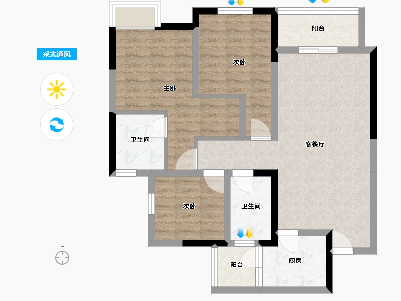 四川省-泸州市-绿地城-79.54-户型库-采光通风