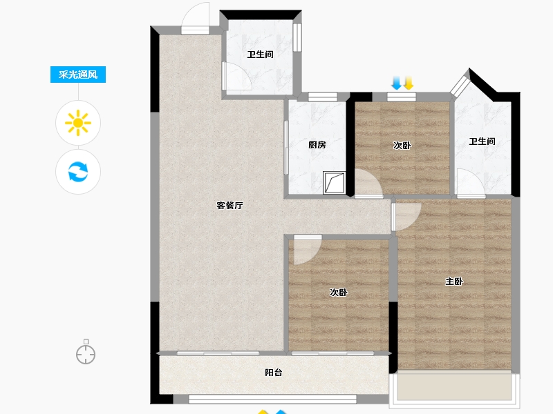 浙江省-丽水市-绿城·湖境云庐-81.30-户型库-采光通风