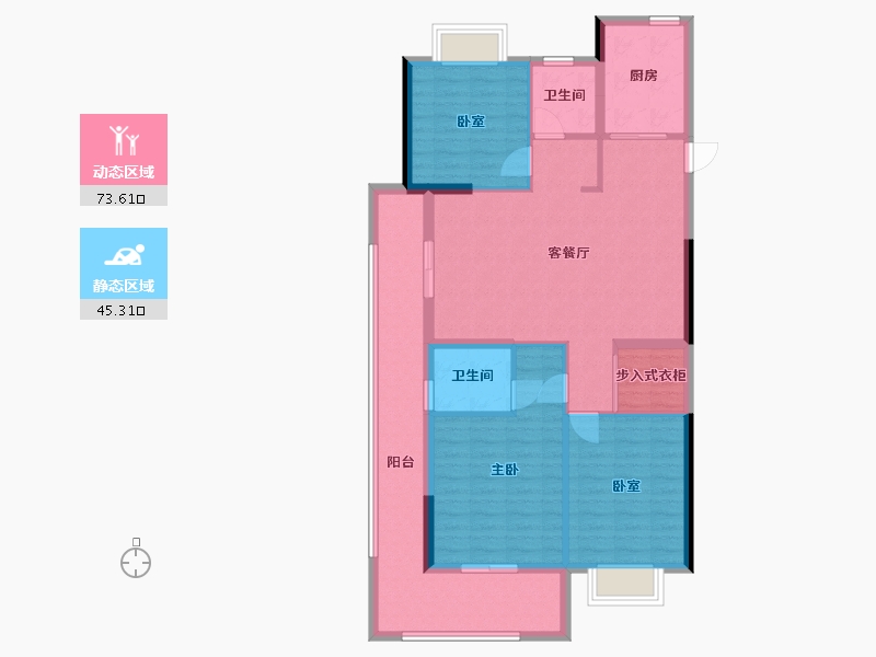 江苏省-淮安市-文锦城五期金陵府-106.75-户型库-动静分区