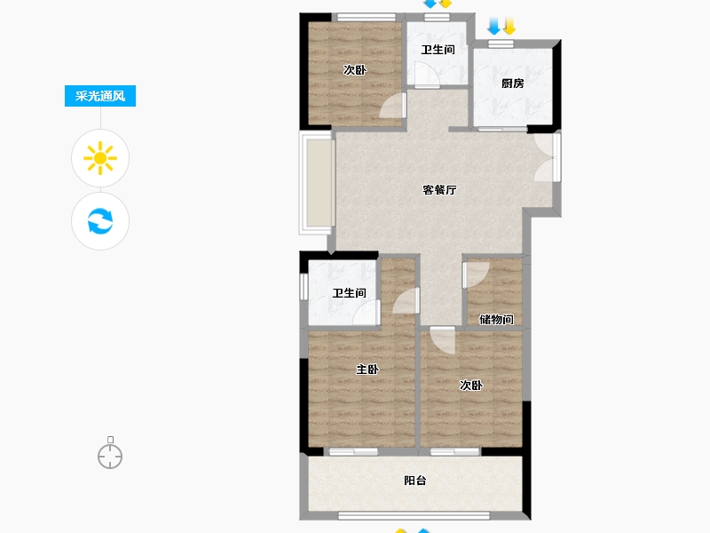 浙江省-湖州市-星悦里-87.20-户型库-采光通风