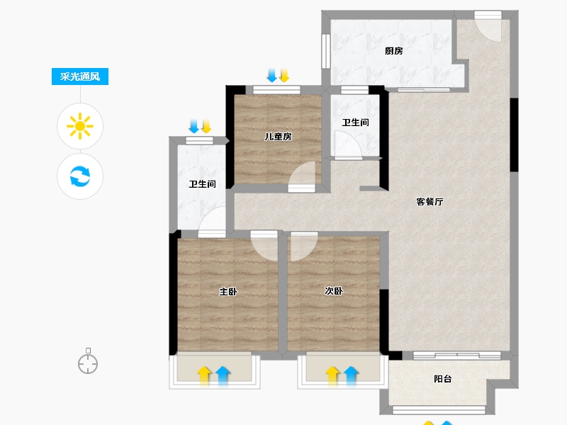 贵州省-黔南布依族苗族自治州-广顺顺城新天地-79.39-户型库-采光通风