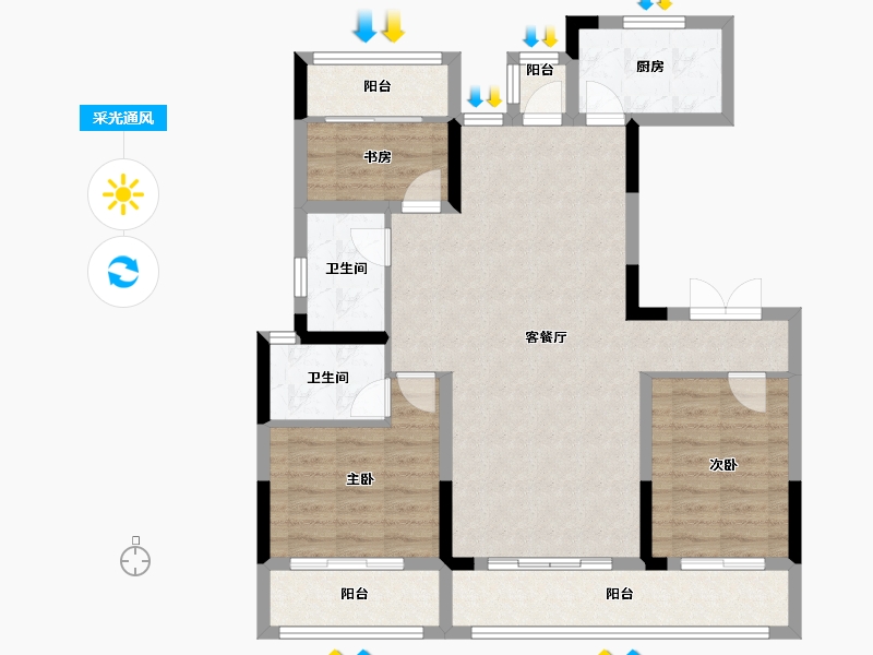 河南省-周口市-羲皇·壹号院-95.20-户型库-采光通风