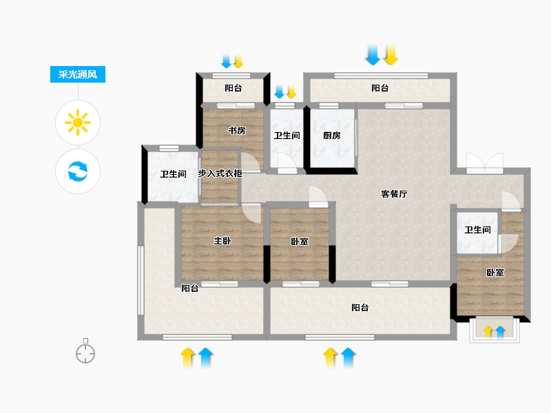 河南省-周口市-羲皇·壹号院-123.26-户型库-采光通风