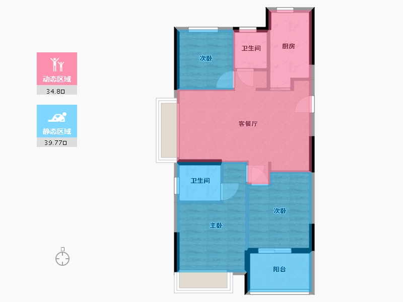 浙江省-嘉兴市-玖晟园-66.83-户型库-动静分区