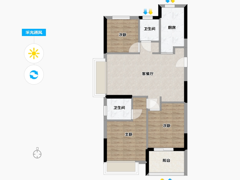 浙江省-嘉兴市-玖晟园-66.83-户型库-采光通风