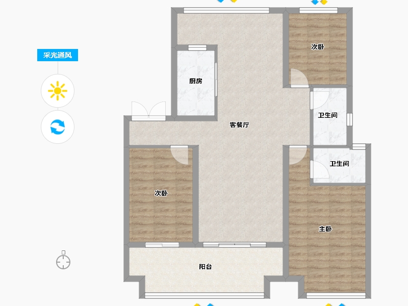 河南省-周口市-羲皇·壹号院-107.42-户型库-采光通风