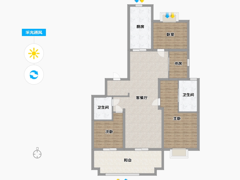 陕西省-西安市-高新诚园-137.10-户型库-采光通风