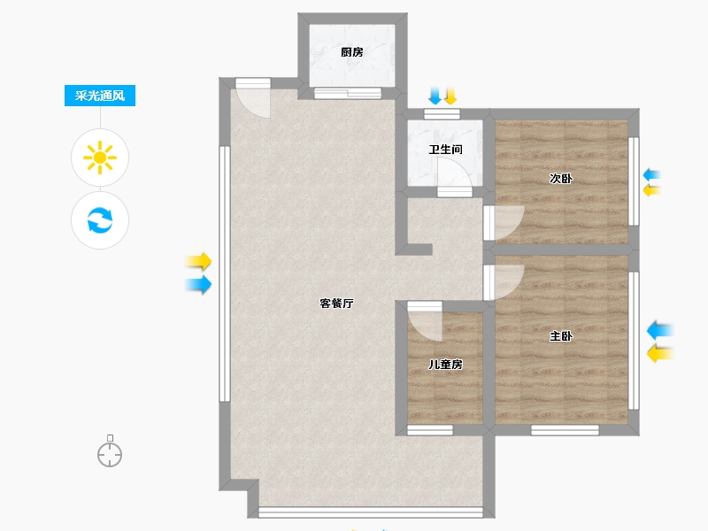 贵州省-贵阳市-吾悦华府-65.10-户型库-采光通风