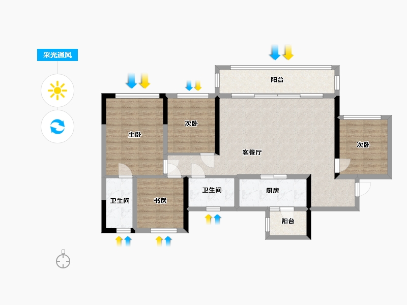 四川省-成都市-中国铁建·新川樾-102.61-户型库-采光通风