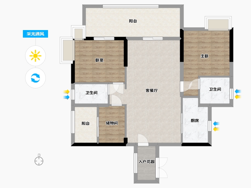 广东省-韶关市-竹林华府-100.91-户型库-采光通风