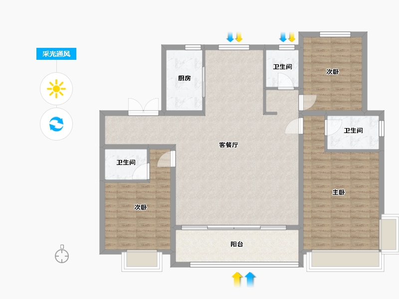 河北省-石家庄市-城发投·云澜悦府（华药北项目)-119.96-户型库-采光通风