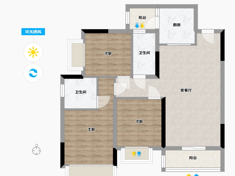 四川省-成都市-川酒·香璟台-76.02-户型库-采光通风