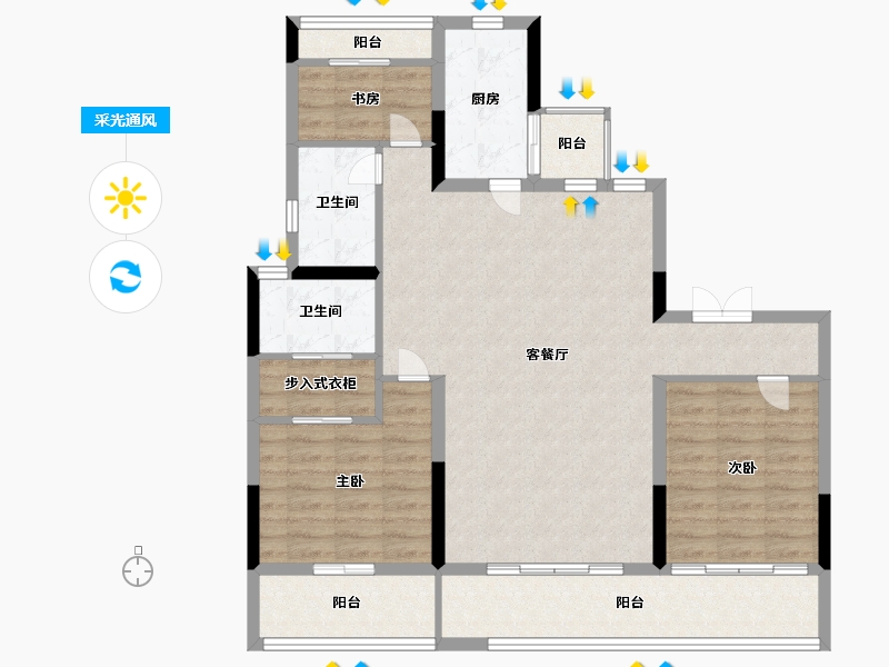 河南省-周口市-羲皇·壹号院-103.99-户型库-采光通风