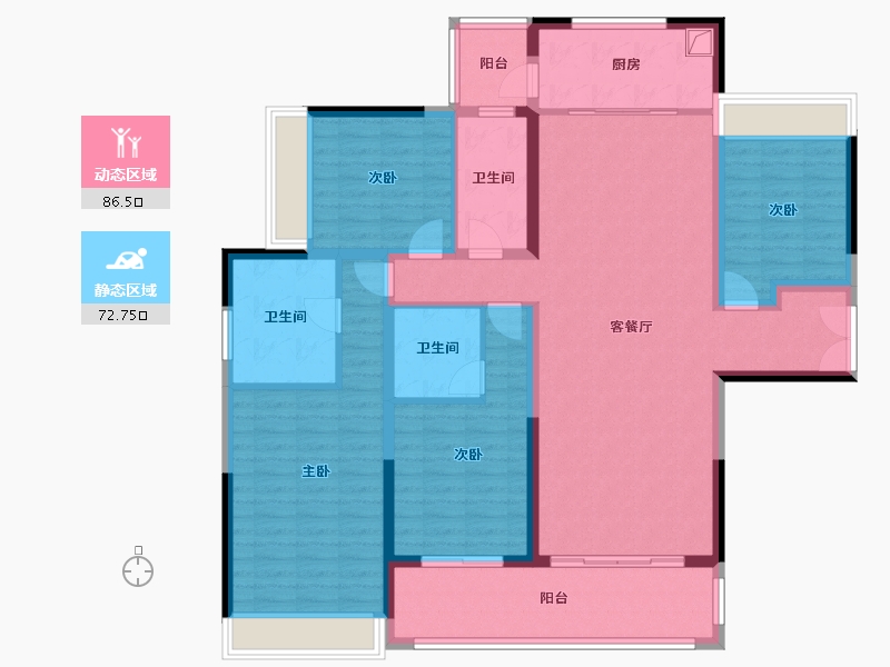 四川省-成都市-江安礼岸-143.09-户型库-动静分区