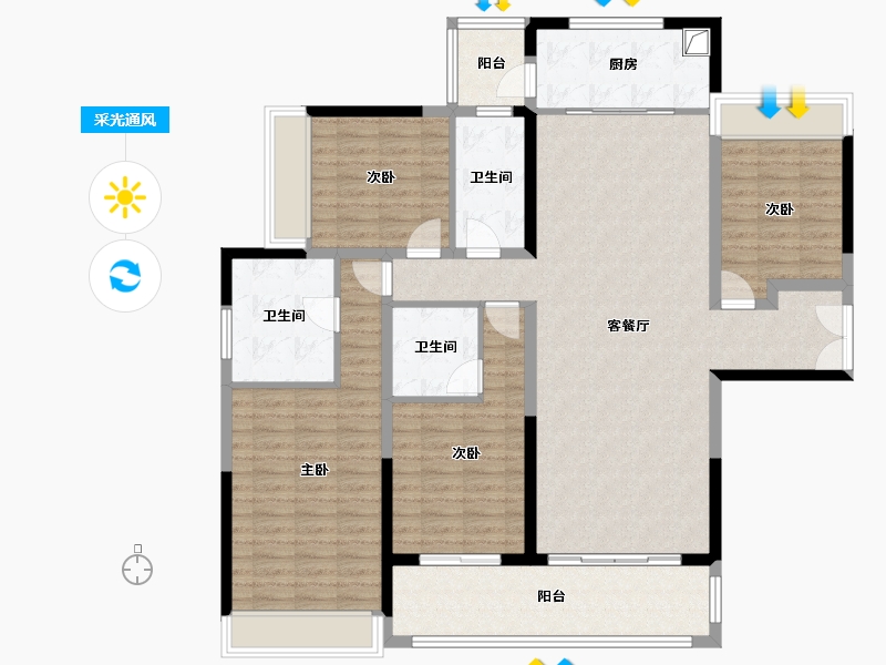 四川省-成都市-江安礼岸-143.09-户型库-采光通风