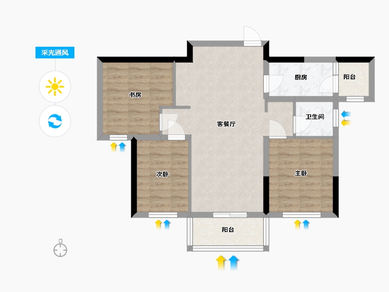 四川省-成都市-中国铁建·新川樾-69.28-户型库-采光通风