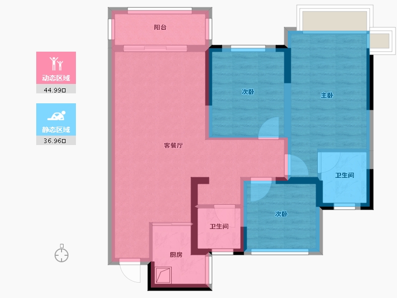 四川省-眉山市-凤鸣朝阳一期-71.91-户型库-动静分区