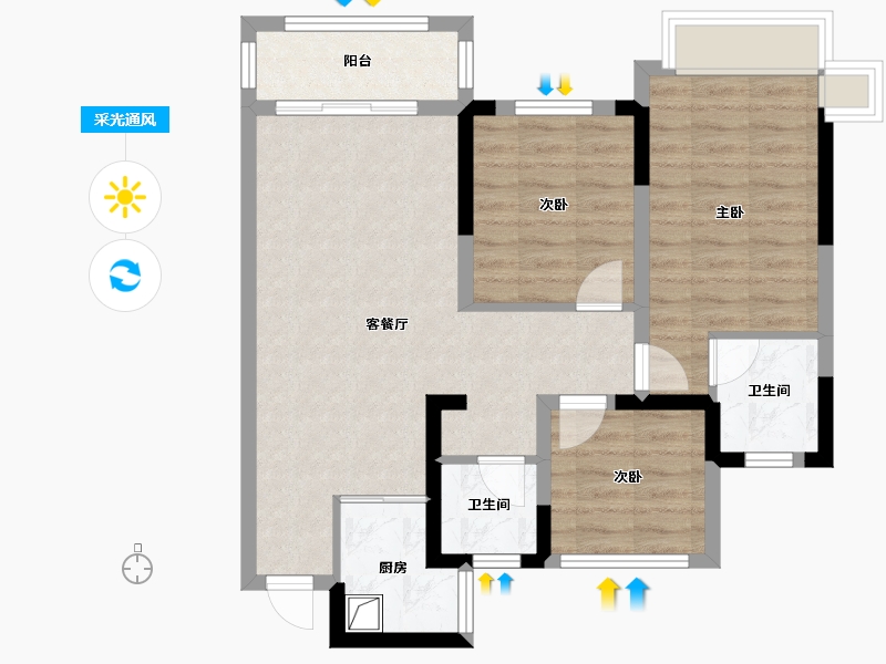 四川省-眉山市-凤鸣朝阳一期-71.91-户型库-采光通风