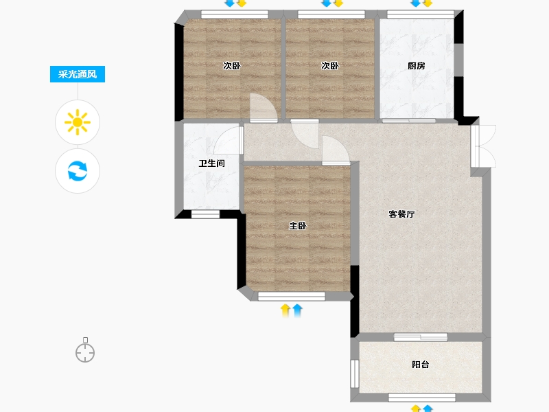 四川省-成都市-天府壹号院-65.02-户型库-采光通风