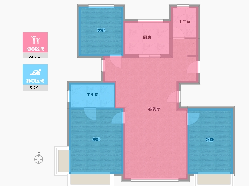 河北省-石家庄市-保利·文华天珺-89.55-户型库-动静分区