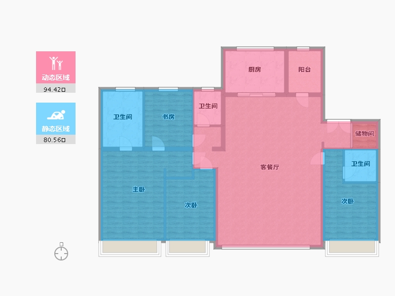 河北省-石家庄市-保利·文华天珺-160.18-户型库-动静分区