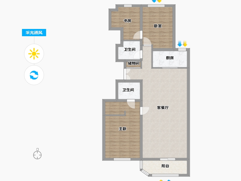 北京-北京市-蓝靛厂春荫园-112.00-户型库-采光通风