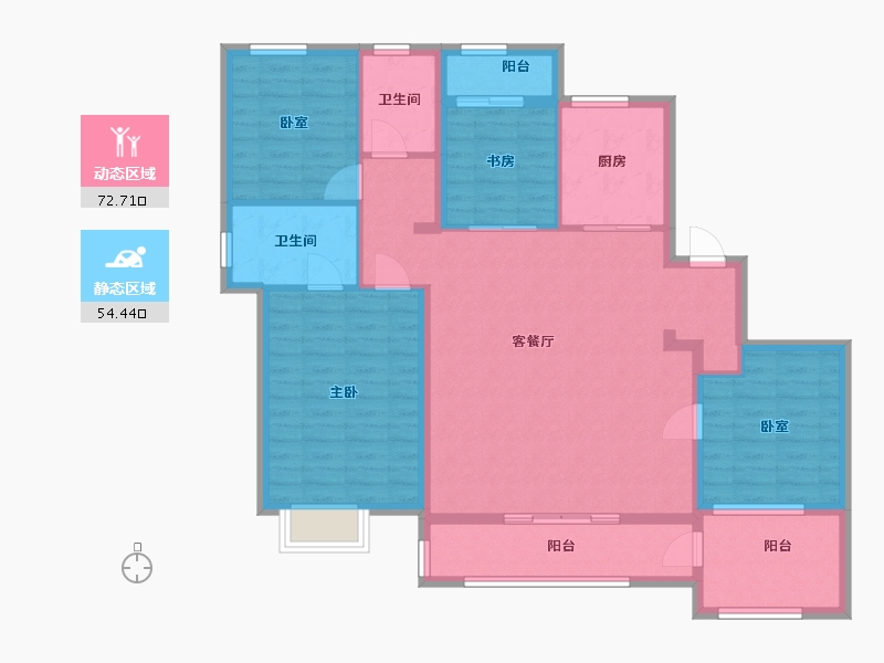 陕西省-西安市-轨交绿城江语云庭-114.29-户型库-动静分区