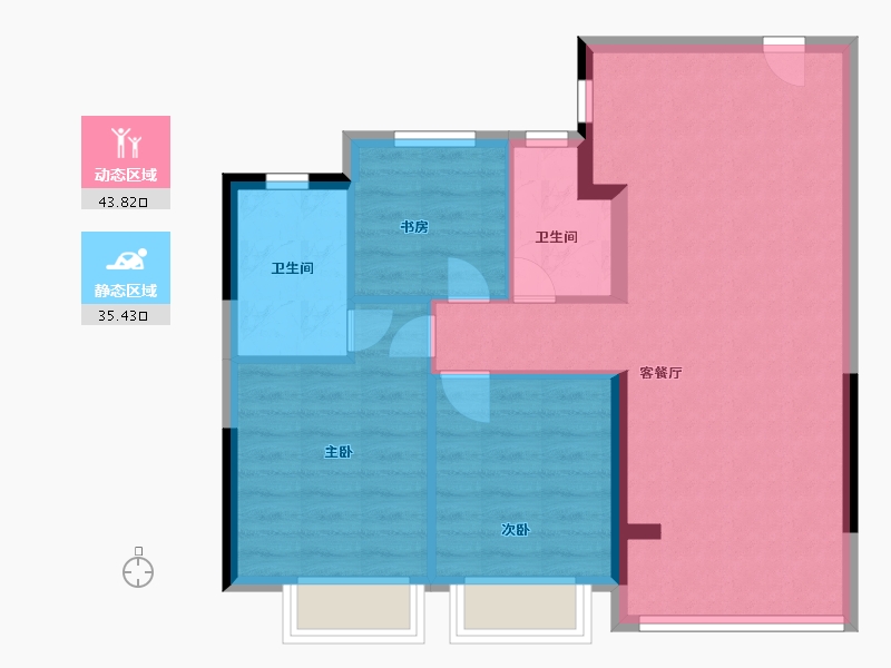 浙江省-温州市-绿城·海棠鸣翠-71.40-户型库-动静分区