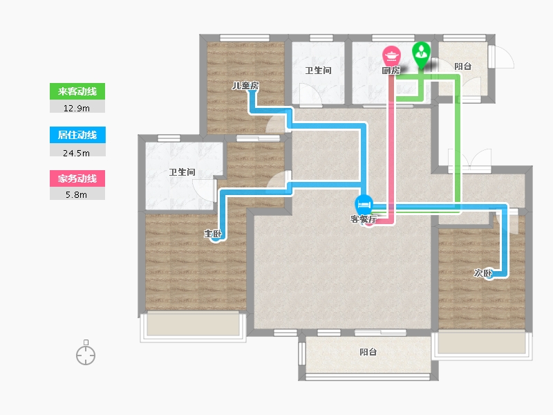 陕西省-西安市-绿地西安世界中心-108.80-户型库-动静线