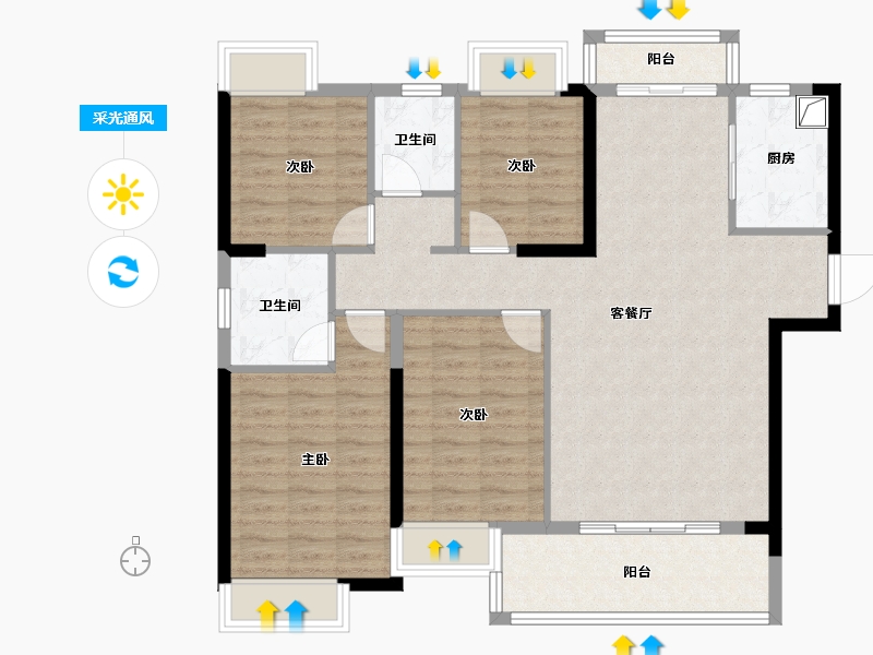 福建省-漳州市-励欧南湖一号-106.40-户型库-采光通风