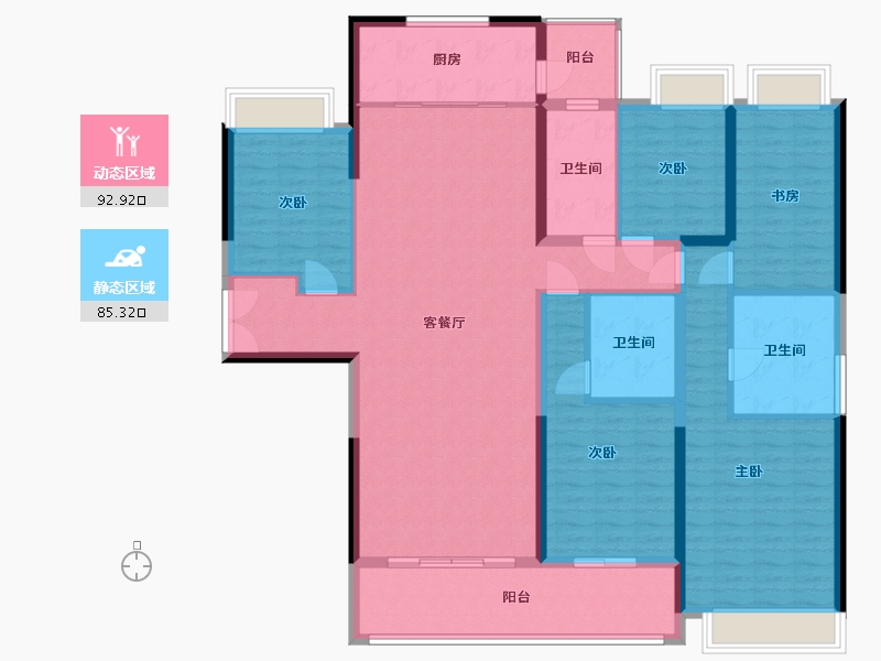 四川省-成都市-江安礼岸-161.57-户型库-动静分区