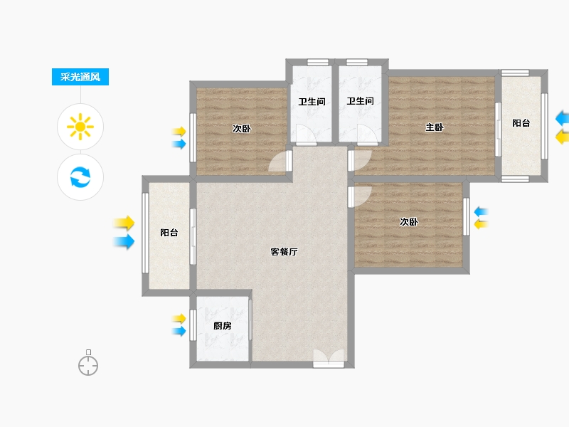 河南省-开封市-鼎立国际城-104.00-户型库-采光通风