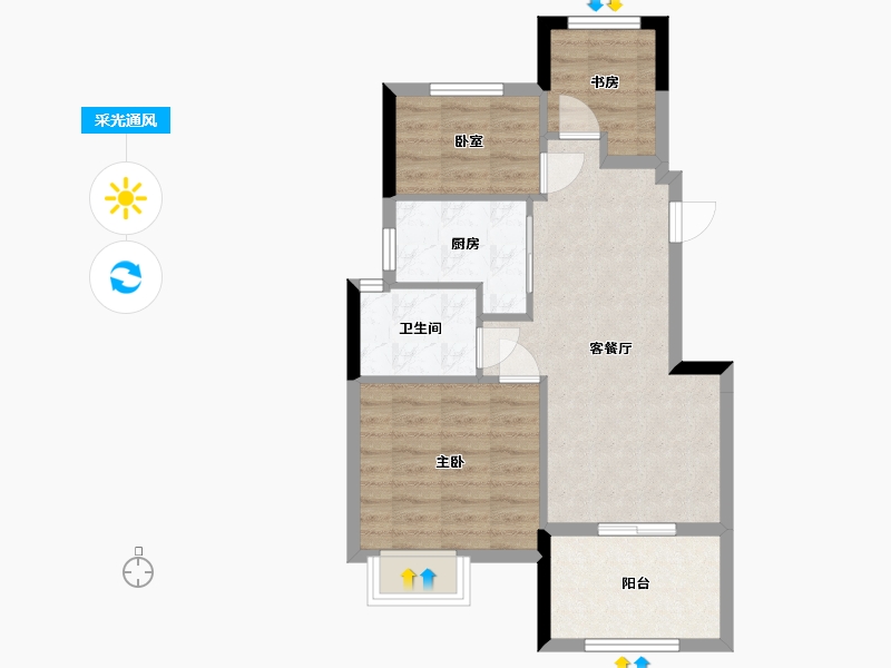 浙江省-宁波市-得力·玖和府-60.00-户型库-采光通风