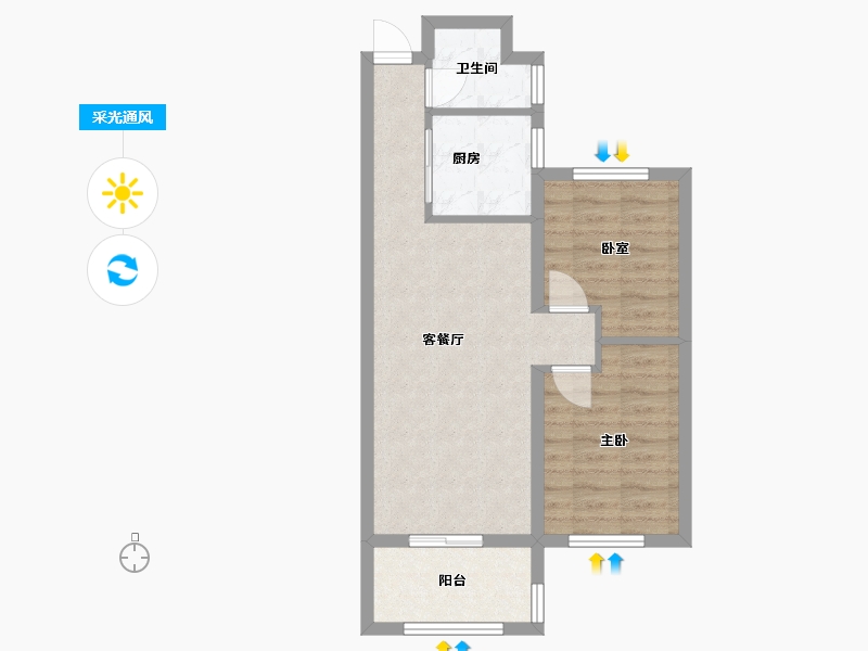 河南省-濮阳市-怡海紫宸院-56.83-户型库-采光通风