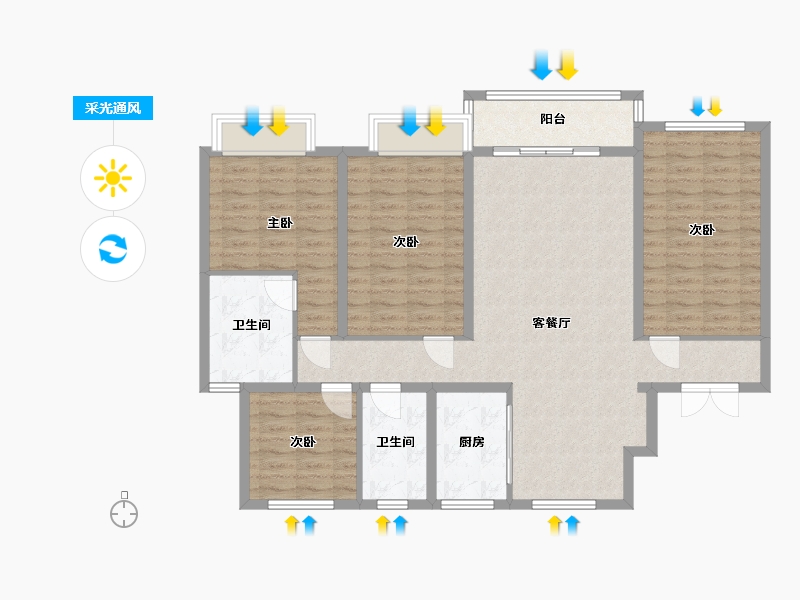 河北省-廊坊市-孔雀城樾府-134.40-户型库-采光通风