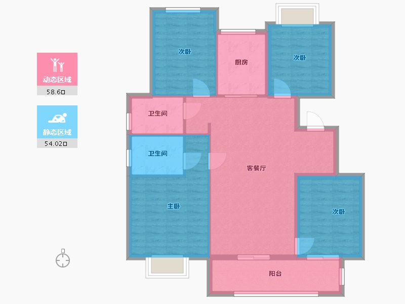 江苏省-徐州市-恒华天玺-101.86-户型库-动静分区