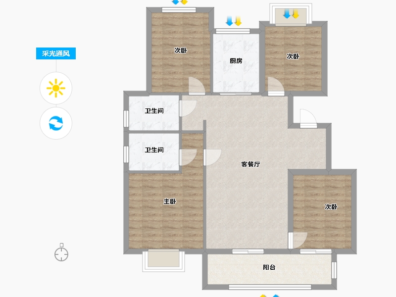 江苏省-徐州市-恒华天玺-101.86-户型库-采光通风