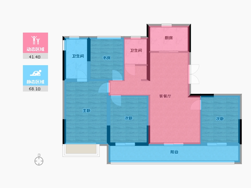 浙江省-嘉兴市-玖晟园-97.86-户型库-动静分区