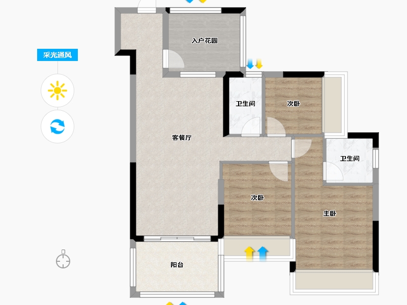 广东省-湛江市-华和南国华苑-83.92-户型库-采光通风