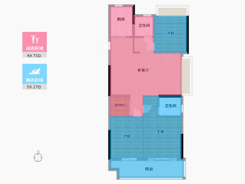 江苏省-淮安市-文锦城五期金陵府-96.01-户型库-动静分区