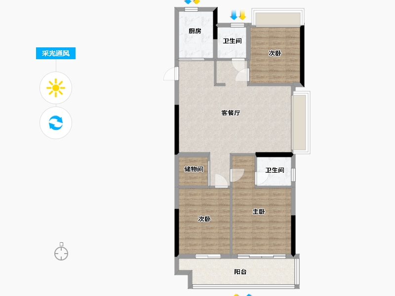 江苏省-淮安市-文锦城五期金陵府-96.01-户型库-采光通风